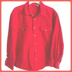 Vintage Red Star Marlboro Shirt Cotton Long Sleeve Pearl Snap Rockabilly Cowboy‎